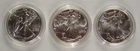1991 1992 & 1993 American Silver Eagle $1 3-Coin Set Gem Uncirculated