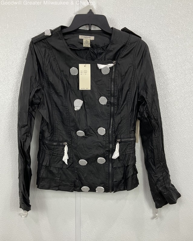 Vertigo Paris Womens Black Polka Dot VT31143 Utility Casual Jacket Size M NWT
