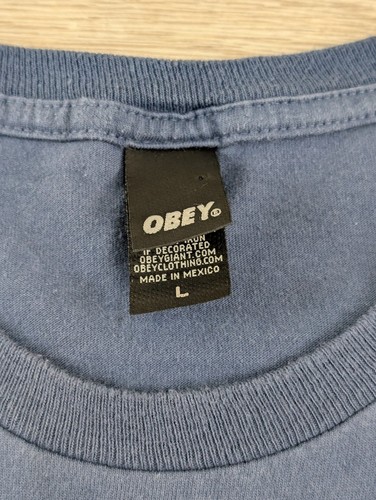 Obey Consume Blue Graffiti Street Art Shepard Fairey T Shirt Size Large L - Picture 5 of 8