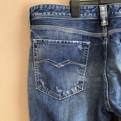 Replay Womens Leena Boy Fit Tapered Blue Distressed Denim Jeans W32 L31 - Picture 6 of 10