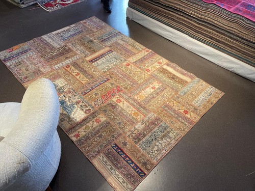 Oriental Patchwork Rug, 5 x 8 ft Bohemian Rug, Living Room Decor, Kitchen Carpet - Picture 6 of 8