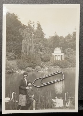 Photo portrait young mother woman child Kassel swans Wilhemshöhe monument picture old