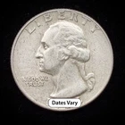 90% Silver - Washington Quarter RND Date - AVG Circulated Condition - M10-1