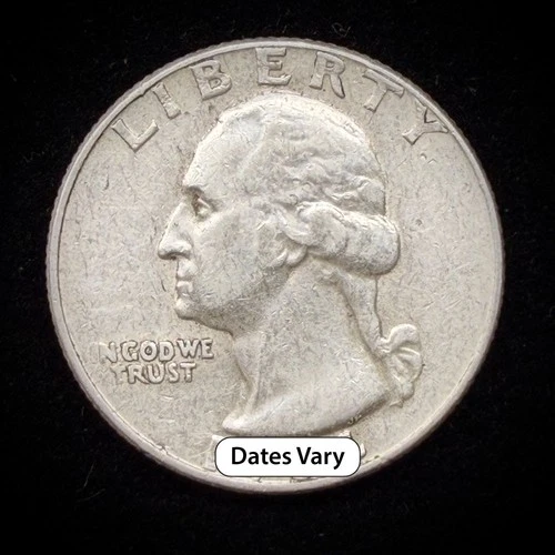 90% Silver - Washington Quarter  RND Date - AVG Circulated. Condition