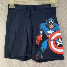 H M Marvel Boys 8 Shorts Captain America Navy Blue Pull On Super Hero Comics