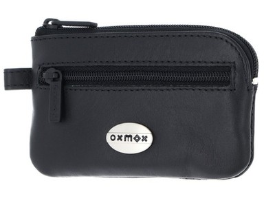 oxmox Leather Keyholder Schlüsselmäppchen Pure Metal Round Black schwarz Neu