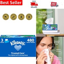 Kleenex Trusted Care 2-Ply Facial Tissues, 3 Boxes of 160 Tissues, Unscented