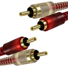 5ft RCA Cable 2 Male to 2 Male Stereo Audio Subwoofer Gold Plated Braided Cord