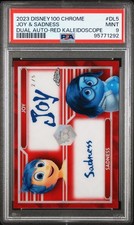 2023 TOPPS CHROME DISNEY100 DUAL AUTOS RED KALEIDOSCOPE JOY & SADNESS 2/5 PSA 9