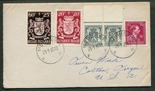 Belgium #B409-410, 355, 276(2) January 23 1946 Merksem to USA