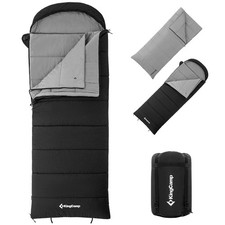 KingCamp 3-in-1 Sleeping Bag for Adults, Flannel Lining Sleeping Bag,Black