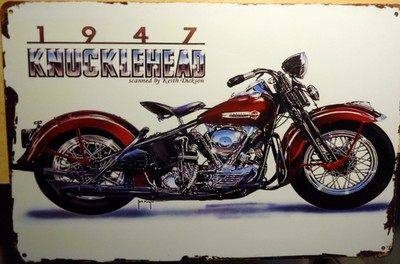 HARLEY DAVIDSON 1947  KNUCKLEHEAD  Retro Blechschild 20x30 