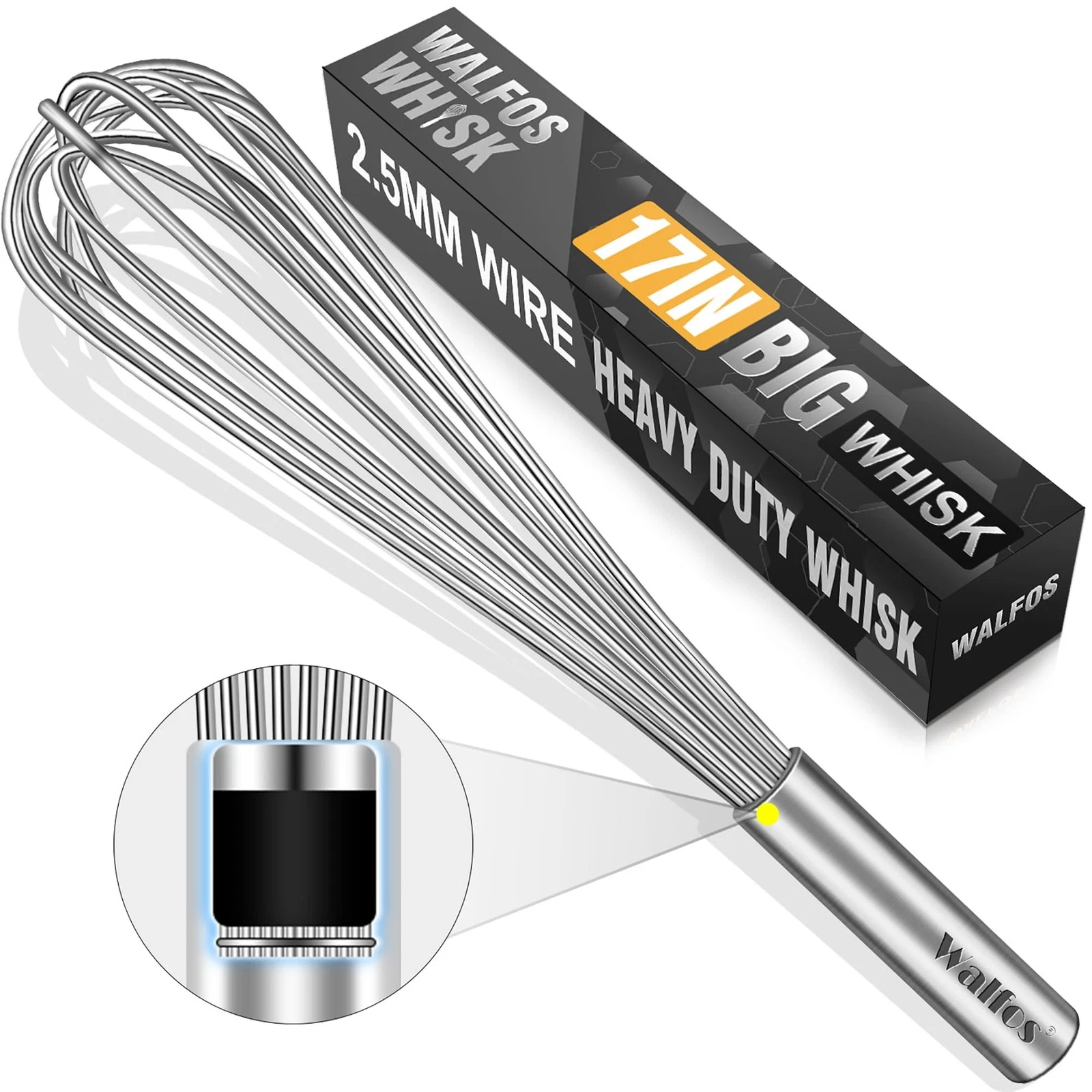 Whisk,17in Large Whisks, Heavy Duty Stainless Steel Wire Whisk Ideal F...
Opens in a new window or t