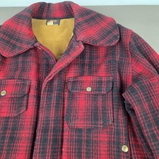 Vintage Woolrich 503 Wool Mackinaw Plaid Hunting Jacket Mens 44 Red Trapper 50s