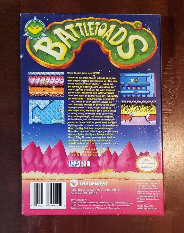 Battletoads NES Nintendo 1991 Oval SOQ REV-A Box Only REG Card MINT Crisp!! RARE - Image 2 of 4
