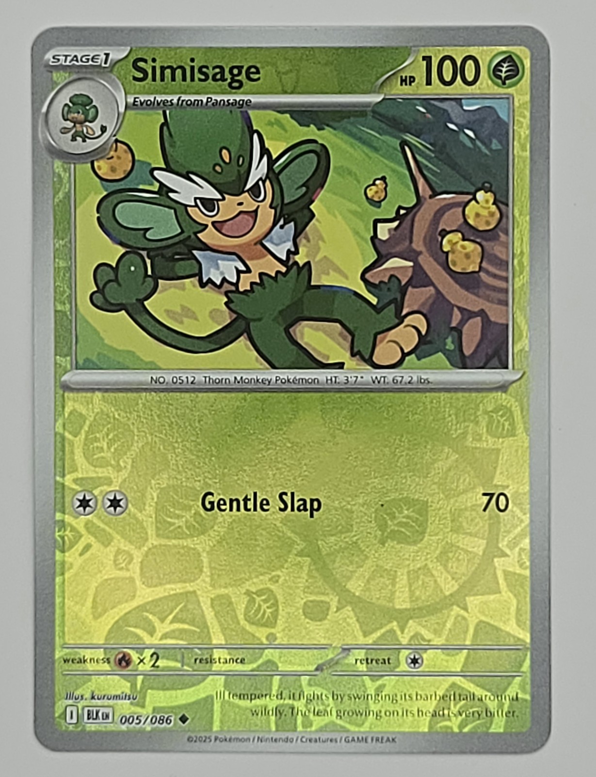 Simisage 005/086 Reverse Holo Uncommon Black Bolt Pokemon TCG NM