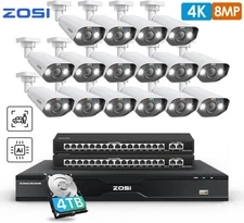 ZOSI 32CH 4K PoE Security Camera System 16x8MP Spotlight Outdoor Cameras 4TB HDD