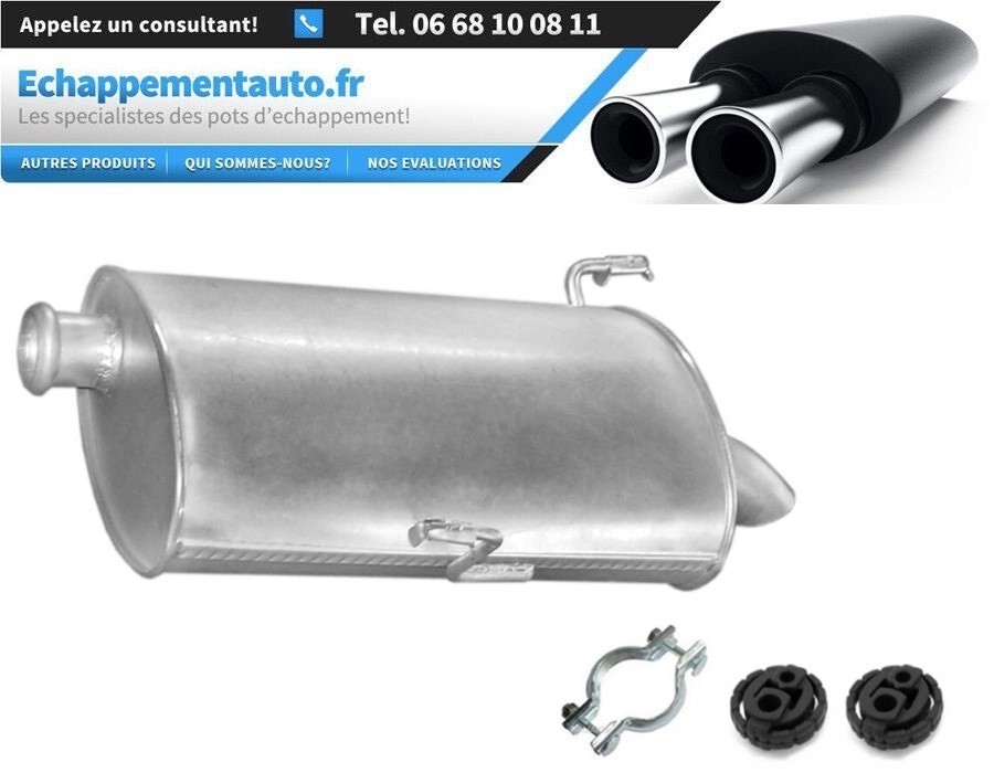 Silencieux échappement Peugeot 206 Break 1.6-2.0 HDi arrière en acier aluminé de 2003 à 2007
