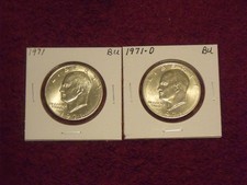 1971-P-D Eisenhower Dollars 2 coins  Nice BU condition