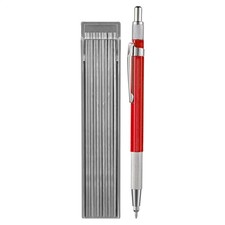 Silver Streak Welders Pencil With 12 Pcs Round Silver Refills Metal Marker Red