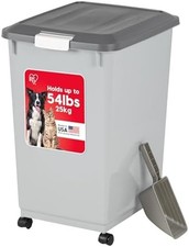 Dog Food Storage Container with Wheels, Airtight Lid, 2-Cup Scoop, Up to 54 Poun