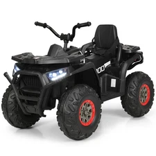 12V Kids Electric 4-Wheeler ATV Quad 2 Speeds Ride On Car w/MP3&LED Lights Black