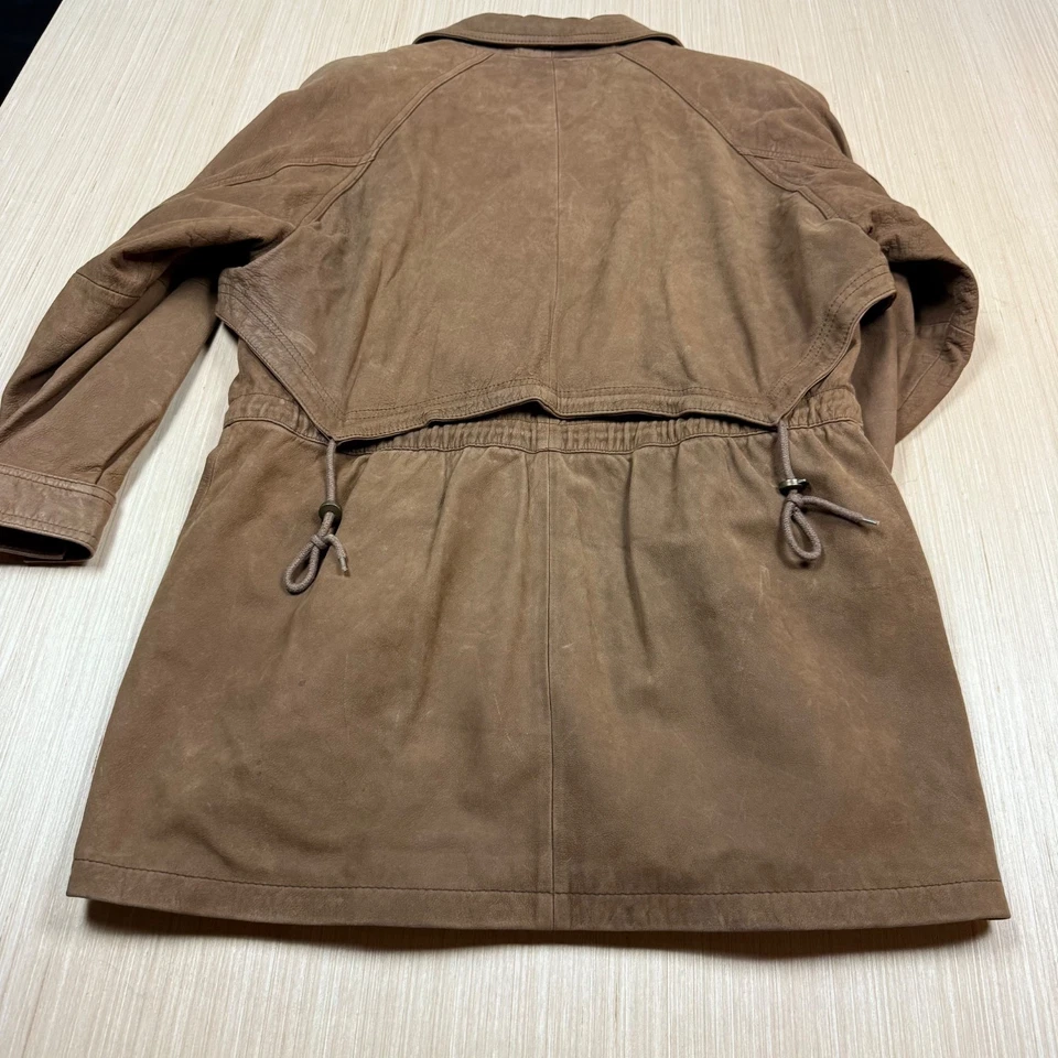 90s Vintage Wilsons Adventure Bound Leather Duster Jacket men's L western trench - Image 4 of 4