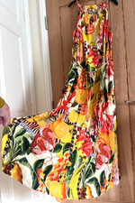 Kew Collection by NEXT Yellow Floral & Fruit Print Maxi Length Dress, Size 16-18