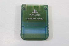 Official SONY PlayStation 1 OEM Memory Card Clear Blue Discolored TESTED WORKING