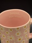  "Bonjour Mon Amour" Opal House stoneware mug Pink w/ pale yellow Daisies 16 oz  — photo 2