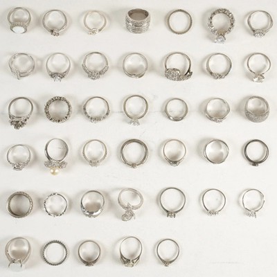 40x Sterling Silber Ringe mit klaren Steinen verschiedene Größen & Stile 162g 31956