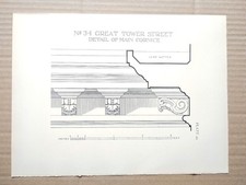 Cornice Detail at 34 Great Tower St, Tower Hill, London - Antique Print - 1934