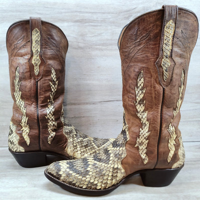 Black Jack Triad Diamondback Cowboy Boots Men 9.5 D Brown Natural Exotic Western
