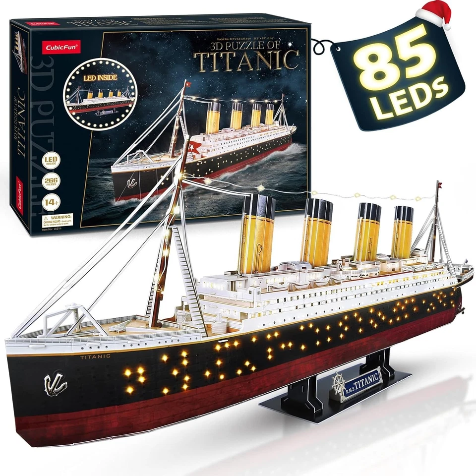 Titanic 3D Puzzle for Adults - 266 Piece Model, LED Lights - Image 3 of 4