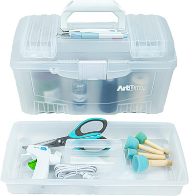 6918AH Twin Top 17 Inch Supply Box, Portable Art & Craft Supply Organizer with H