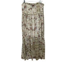 Maxi Falda Zara Floral Encaje en Niveles Para Mujer Grande Crema Boho Cottagecore Romántica