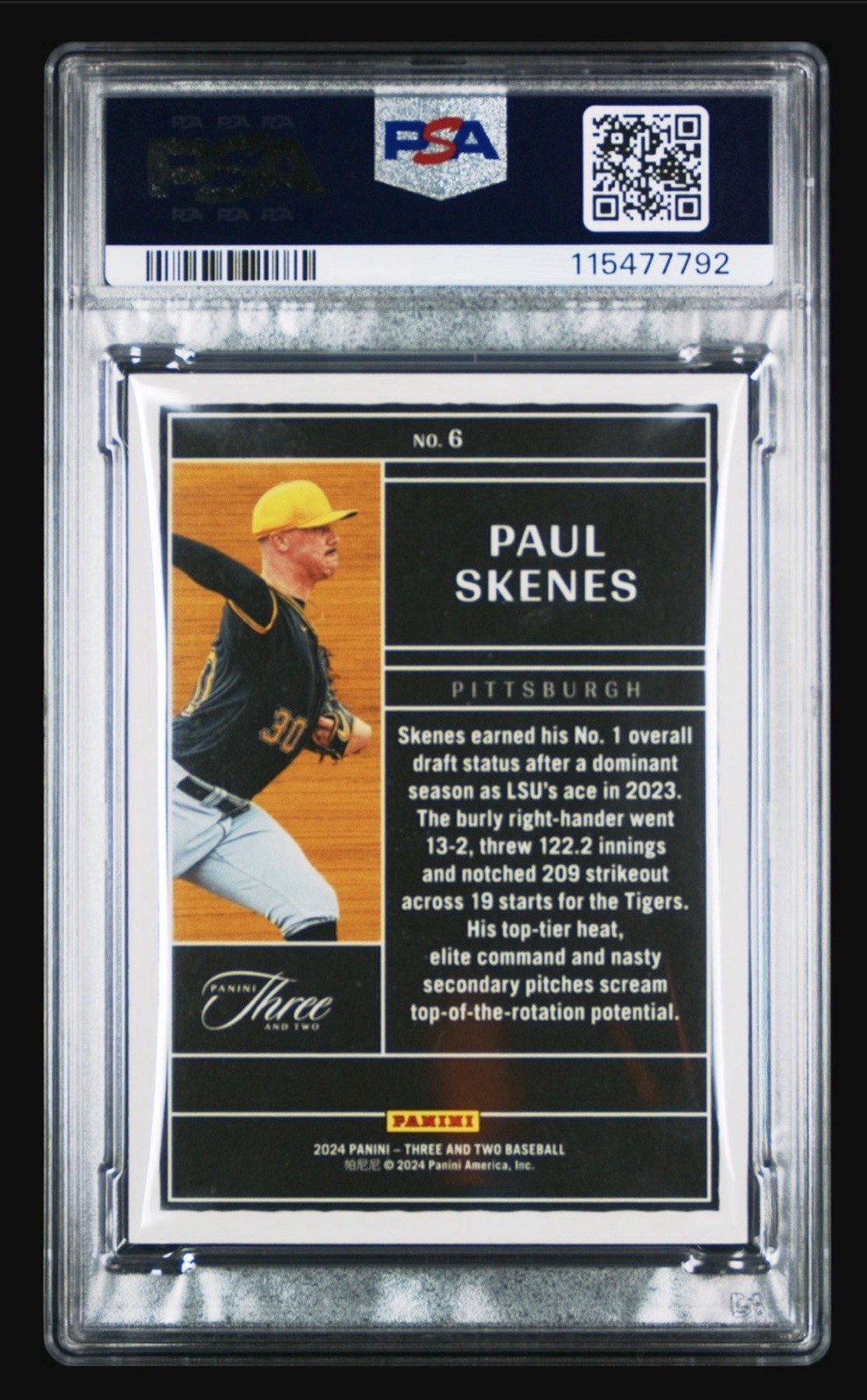 PSA 10 PAUL SKENES RC /99 - 2024 Panini Three and Two - Draft Class view 2
