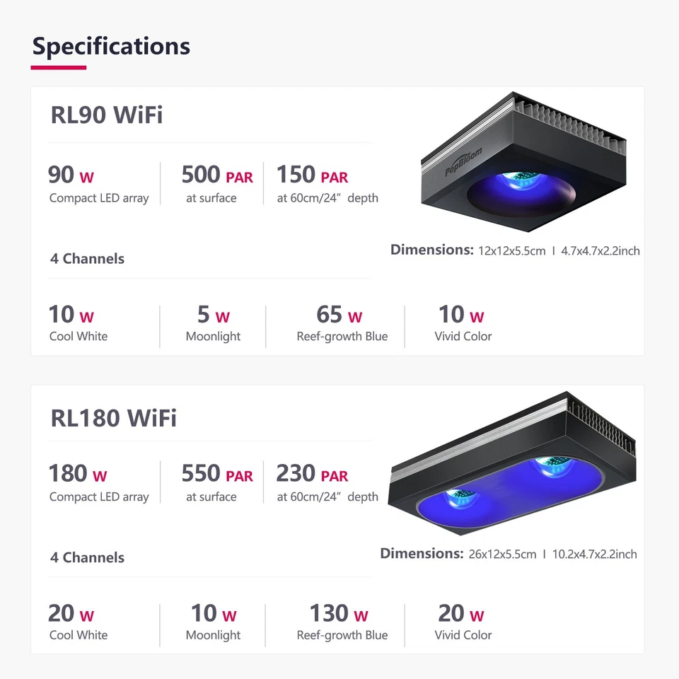 Reef LED RL90 WiFi Saltwater Aquarium Light Reef for Corals Reef Marine 90W 180W - Image 2 of 4