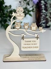 Personalised thank you gift for teacher, tree , owls ,Teaching Assistant Nursery