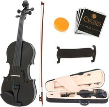 Mendini By Cecilio Violin For Beginners, Kids  Adults w/Hard Case, 4/4 - Black