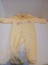 Baby Girl Carter's Vintage 9 Month Terry Cloth Yellow Butterfly Outfit One Piece