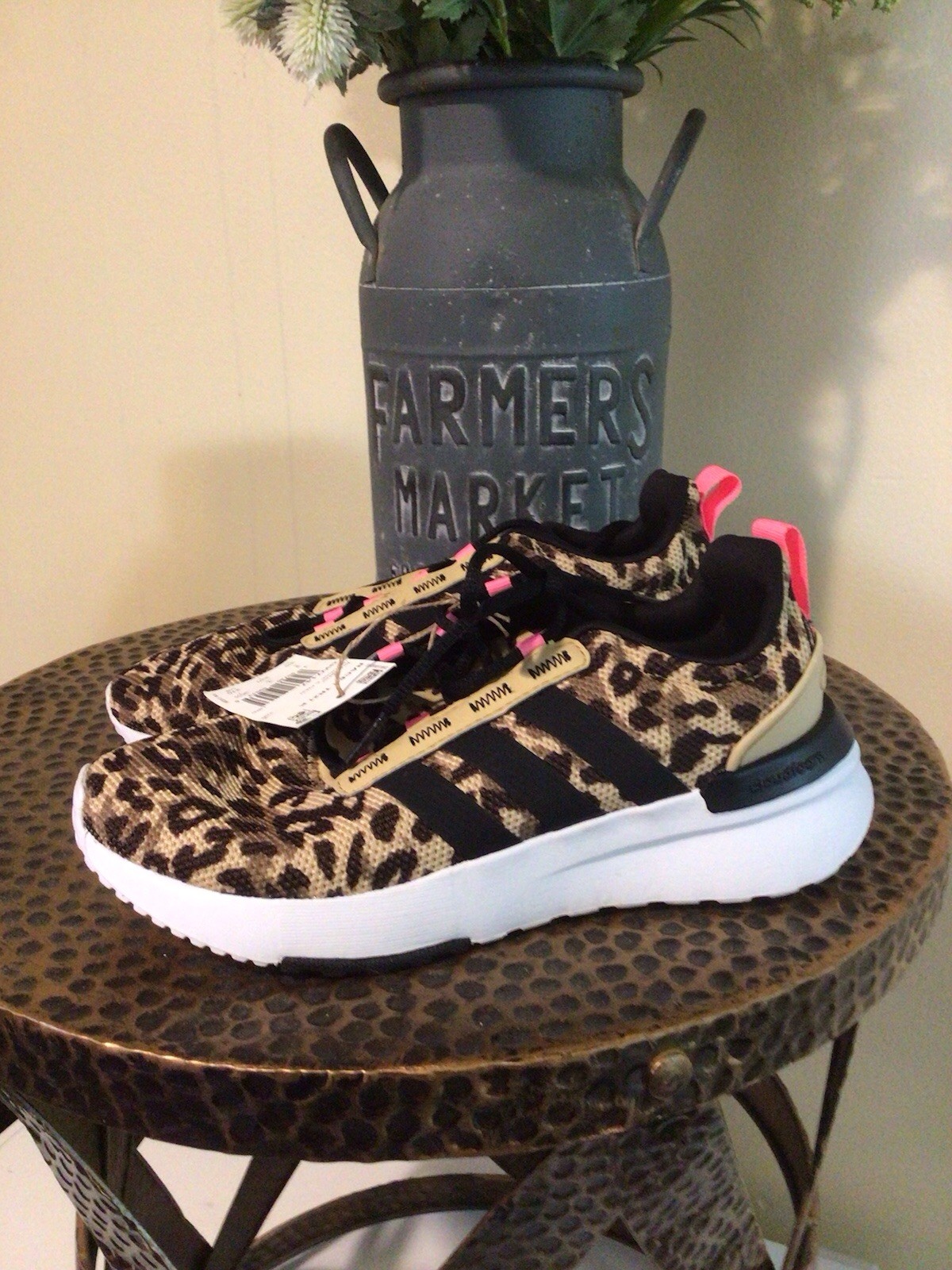 Adidas Shoes Girls 3.5 Racer TR21 Sneakers Pink/Black/Leopard Adidas Shoes Girls 3.5 Racer TR21 Sneakers Pink/Black/Leopard