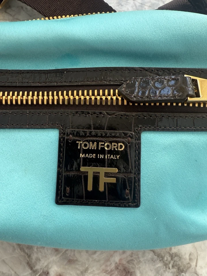 Bolso de cintura adornado turquesa TOM FORD Logo correa de lona Foto 4 de 4
