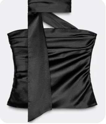 Zara drapiertes Satin Top mit Schal Größe L neu mit Etikett Smart Casual