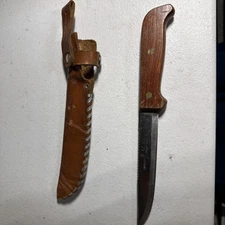 Vintage C A Mora Sweden Fishing Stainless Steel Knife W/Leather Sheath Rare Nice