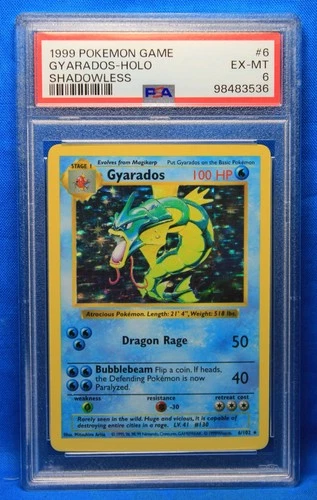 1999 POKEMON GAME # 6 GYARADOS - HOLO PSA 6 EX-MT # 98483536  SHADOWLESS
