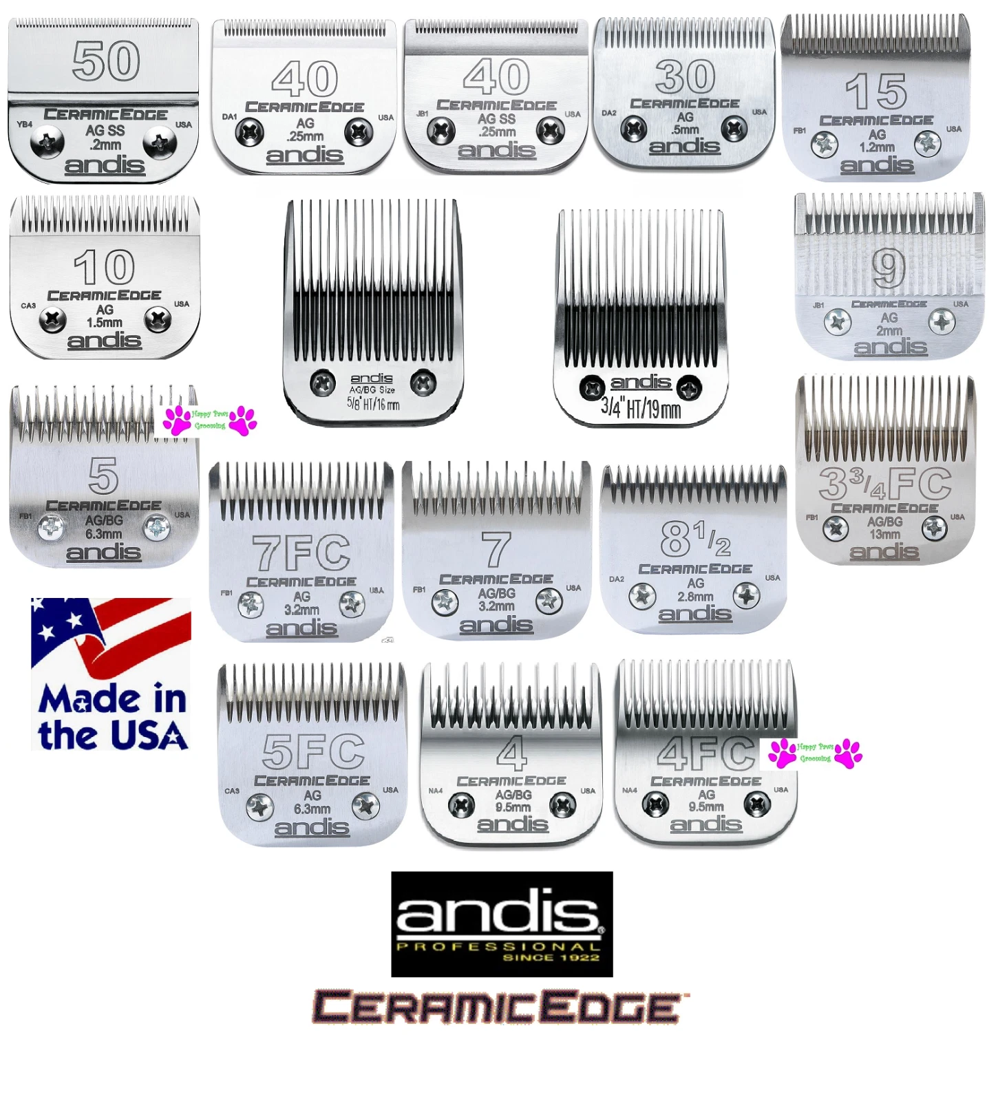 ANDIS Pro CERAMIC EDGE&Steel Pet Grooming Blade*Fit AG,Wahl KM5 KM10 KM2 Clipper