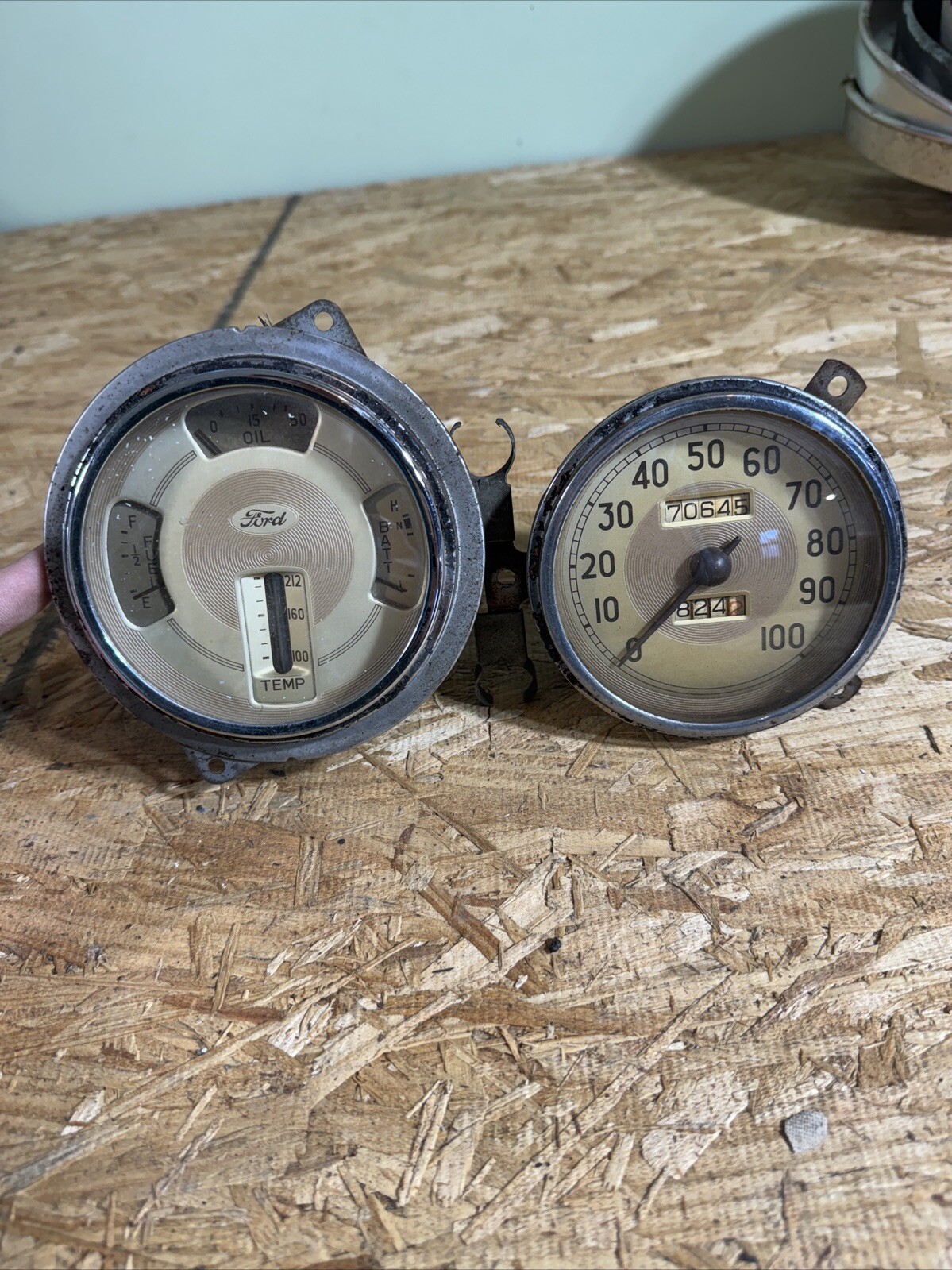 1937 1938 1939 OEM FORD Gauge Set SPEEDOMETER 100 MPH VINTAGE FOMOCO ...