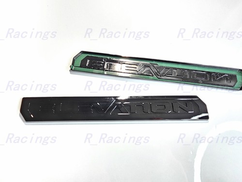Overlay 2PC Gloss Black Door Rear Elevation Emblem 2019+ Sierra 1500 2021 Canyon - Picture 6 of 6