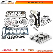 Cylinder Head Full Gasket Set Pistons Rings Timing Chain Kit For BMW N52B30 3.0L
